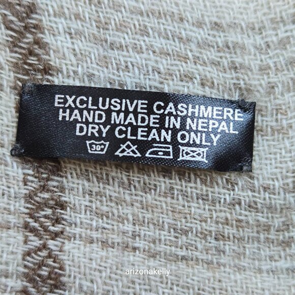 Cashmere Woven Scarf Stripes Brown Grey Nepal - Picture 9 of 11